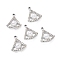 Alloy Rhinestone Pendants, with ABS Plastic Imitation Pearl Beads, Fan Charm, Platinum, 23x18.5x7.5mm, Hole: 2.3mm