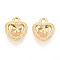 Brass Charms, Long-Lasting Plated, Nickel Free, Real 18K Gold Plated, Heart, 11.5x9.5x2.5mm, Hole: 1.2~1.4mm
