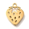 201 Stainless Steel Pendants, Fruit Charms, Strawberry, 12.5x10x1mm, Hole: 1.2mm