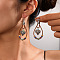 Alloy Synthetic Turquoise Dangle Earrings, Teardrop, Antique Silver, Sandy Brown, 65mm