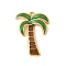304 Stainless Steel Enamel Pendants, Coconut Tree Charm, Real 18K Gold Plated, Ion Plating(IP), Green, 26.5x19x2.5mm, Hole: 1.6mm
