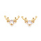 Brass Micro Pave Cubic Zirconia Pendants, Deer Charms, Nickel Free, Long-Lasting Plated, Real 18K Gold Plated, 12.5x18x4mm, Hole: 1mm