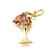 Brass Micro Pave Cubic Zirconia Pendants, Cadmium Free & Lead Free, Wine Glass with Teardrop Charms, with Jump Ring, Real 18K Gold Plated, 16x13x3.5mm, Hole: 3.5mm