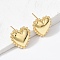 Brass Stud Earrings, Lead Free & Cadmium Free, Long-Lasting Plated, Heart, Real 18K Gold Plated, 14.5x15mm