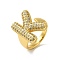 Letter Brass Micro Pave Clear Cubic Zirconia Open Cuff Ring for Women, Cadmium Free & Nickel Free & Lead Free, Real 18K Gold Plated, Letter K, 19.5x15mm, US Size 6(16.5mm)