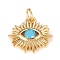 Brass Micro Pave Cubic Zirconia Pendants, Sun with Blue Eye, Real 18K Gold Plated, 16.9x15.7x3mm, Hole: 3mm, Jump Ring: 5x0.8mm