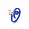 Brass Micro Pave Clear Cubic Zirconia Cuff Rings, Open Rings, with Enamel, Snake, Cadmium Free & Nickel Free & Lead Free, Real 16K Gold Plated, Blue, US Size 6, Inner Diameter: 17mm