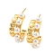 Rack Plating Brass Heart Stud Earrings with Plastic Pearl, Split Earrings, Long-Lasting Plated, Lead Free & Cadmium Free, Real 18K Gold Plated, 23.5x9mm