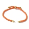 Adjustable Nylon Cotton Cord Making, with Rack Plating Brass Findings, Golden, Dark Orange, 4-3/4~8-7/8 inch(12~22.5cm), 3mm, Hole: 2mm