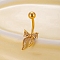 Brass Pave Clear Cubic Zirconia Curved Barbell Bowknot Belly Rings, Golden, 28x10x10mm, Pin: 1.8mm, Head: 5mm