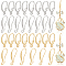 16 Pairs 4 Style Brass Earring Hooks Sets, Ear Wire, with Horizontal Loops, Long-Lasting Plated, Real Gold Plated & Real Platinum Plated, 15~17x8.5~10x1.5~2mm, Hole: 1~2mm, Pin: 0.7~1x0.8~1mm, 4 Pairs/style