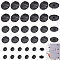 36Pcs 3 Style 1-Hole Alloy Shank Buttons, Garment Accessories, Flat Round, Electrophoresis Black, 11.5~30x6.5~9mm, Hole: 2~2.5mm, 12pcs/style