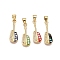 Brass Micro Pave Clear Cubic Zirconia Pendants, Cadmium Free & Lead Free, with Shell & Enamel, Violin Charms, Mixed Color, 23x8x3mm, Hole: 5x3.5mm