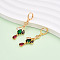 Brass Micro Pave Cubic Zirconia Leverback Earrings, Long-Lasting Plated, Teardrop, Golden, Colorful, 49x14.5mm