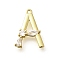Brass Micro Pave Cubic Zirconia Pendants, LetterA-Z Charms, Golden, Letter A, 16x12x2.5mm, Hole: 1mm