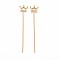Brass Pins, Nickel Free, Crown, Real 18K Gold Plated, 43mm, crown: 7.5x6.5x2mm, pin: 0.7mm