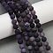 Natural Druzy Agate Beads Strands, Round, Frosted, Dyed & Heated, Indigo, 8mm, Hole: 1.2mm, about 48pcs/strand, 15.55''(39.5cm)