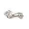 Brass Micro Pave Clear Cubic Zirconia Fold Over Clasps, Cadmium Free & Nickel Free & Lead Free, with White Shell, Flower, Platinum, 29mm, Hole: 1.2mm