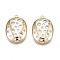 Brass Micro Pave Clear Cubic Zirconia Pendants, Nickel Free, Oval, Real 18K Gold Plated, 19x13.5x3mm, Hole: 1mm