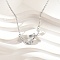 Brass Micro Pave Cubic Zirconia Heart Mermaid Pendant Necklaces for Women, Platinum, Clear AB, 16.54 inch(42cm)