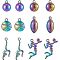 12Pcs 6 Style Plated Alloy Pendants, Cadmium Free & Lead Free, Baseball/Softball & Athlete & Football, Rainbow Color, 14~30x10~12x2~4mm, Hole: 1.5~2mm, 2pcs/style