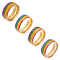 4Pcs 4 Style Pride Finger Rings, Colorful Stripe Stainless Steel Wide Band Ring for Women, Golden, US Size 6 1/2(16.9mm)~ US Size 10 1/4(19.9mm), 1Pc/style