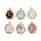 Natural Mixed Stone Faceted Pendants, with Rack Plating Brass Clear Cubic Zirconia Teardrop Charms, Golden, 21x15x5mm, Hole: 1.4mm