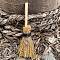 Halloween Theme Mini Witch Broom Party Decoration, with Alloy Charms, Decorative Props for Garden, Home, Moon, 110mm