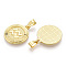 Brass Pendants, Cadmium Free & Nickel Free & Lead Free, Twelve Constellations, Flat Round, Real 18K Gold Plated, 24x20.5x2mm, Hole: 3.5x7mm