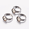 Tarnish Resistant Adjustable 201 Stainless Steel Finger Rings Components, Pad Ring Base Findings, Flat Round, Stainless Steel Color, Tray: 10mm, Size 7, 17mm
