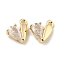 Brass Glass Pendants, Real 18K Gold Plated, 8x6x2.5mm, Hole: 0.8mm
