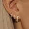 3Pcs Stainless Steel Oval & Ring Hoop Earrings, with Clear Cubic Zirconia, Golden, 14x8~10mm