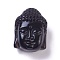 Natural Obsidian Pendants, Buddha Head, 33x24x16mm, Hole: 1.2mm