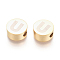 304 Stainless Steel Beads, Flat Round with Letter, Letter.U, 10x4.5mm, Hole: 2mm
