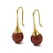 304 Stainless Steel Shell Pearl Round Dangle Earrings for Women, Golden, 29.5x10mm