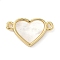 Brass Pave Natural Shell Heart Connector Charms, Long-Lasting Plated, Cadmium Free & Lead Free, Rack Plating, Seashell Color, Real 18K Gold Plated, 10x17x2mm, Hole: 1.2mm