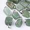 Natural Green Aventurine Pendants, with Stainless Steel Snap On Bails, Nuggets, 15~35x10~20x5~15mm, Hole: 3x7.5mm