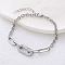 European Style Stainless Steel Chain Bracelets, Cable & Paperclip Chain Bracelets for Women, with Cubic Zirconia, Stainless Steel Color
