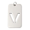 304 Stainless Steel Pendants, with Jump Ring, Rectangle with Hollow Letter Charm, Anti-Tarnish, Laser Cut, Letter V, 49.5x28x1.5mm, Hole: 6.5mm
