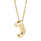 1pc Brass Chain with Alloy Letter Pendants Necklaces, Lead Free & Nickel Free & Cadmium Free, Golden, Letter J, 17.99~18.23 inch(45.7~46.3cm), pendants: 20~22.5x13~23mm