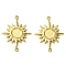 304 Stainless Steel Cabochon Connector Settings, Sun, Real 14K Gold Plated, Tray: 4mm, 17.5x13.5x1.5mm, Hole: 1mm