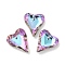 Electroplated Glass Pendants, Back Plated, Faceted, Heart Charms, Plum, 17.5x14x5mm, Hole: 1.2mm