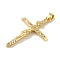 Rack Plating Brass Micro Pave Cubic Zirconia Pendants, Cadmium Free & Lead Free, Long-Lasting Plated, Cross, Real 18K Gold Plated, 40x25.5x4mm, Hole: 5x3.5mm