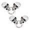 2 Sets Tibetan Style 304 Stainless Steel Spring Gate Rings, O Rings, with Two Cord End Caps, Skull, Antique Silver, 55x15x14mm