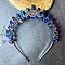 Tiara Triple Moon Metal Hair Bands, Natural Quartz Wrapped Hair Hoop for Women Girl, Blue, 180x150mm