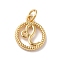 Brass Charms, Cadmium Free & Lead Free, Real 18K Gold Plated, Ring with Twelve Constellations, Leo, 14.5x12x2mm, Hole: 3.4mm