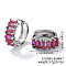 Cute Square Candy Brass Cubic Zirconia Hoop Earrings, Fashionable Versatile Accessories, Golden, Purple, 7x17mm