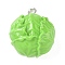 Opaque Resin Pendants, Imitate Vegetable, with Platinum Tone Iron Loops, Cabbage, 24x20x13mm, Hole: 2x2.5mm