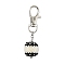 Handmade Seed Keychains, with Alloy Swivel Lobster Claw Clasps, Round, Black, 66mm