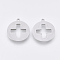 Non-Tarnish 201 Stainless Steel Pendants, Laser Cut Pendants, Flat Round with Cross, Stainless Steel Color, 17.5x16x1mm, Hole: 1.2mm